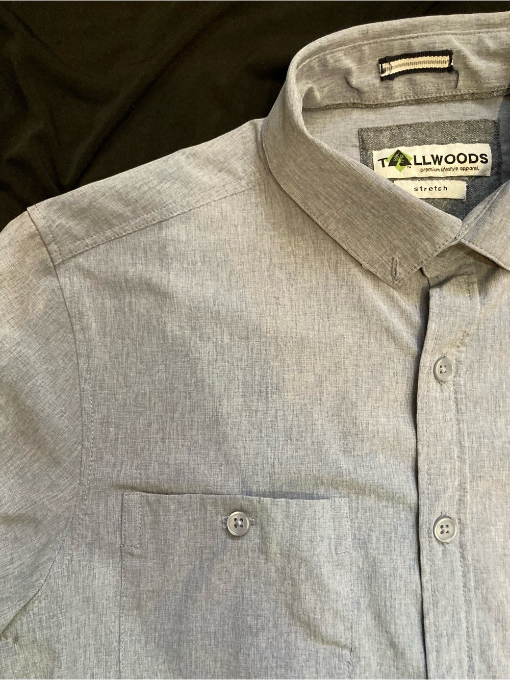 Tallwoods Men’s Light Gray Stretch Casual Button-Down Shirt